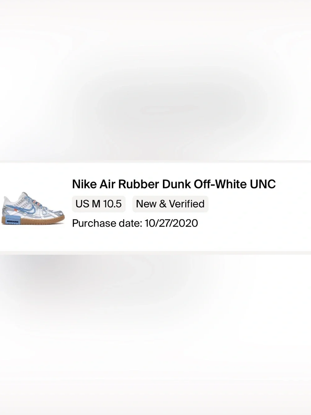 Nike Air Rubber Dunk Off-White UNC Men’s 10.5